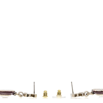 Chanel Resin Crystal CC Heart Drop Earrings Red 3 of 5