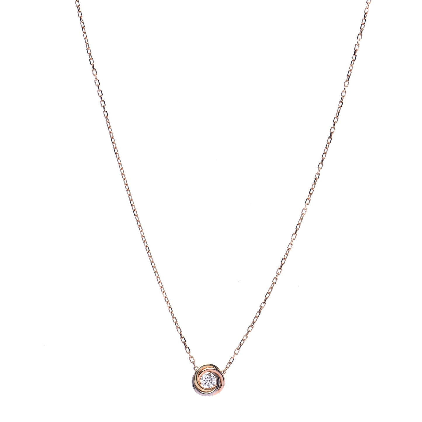 18K Pink White Yellow Gold Diamond Trinity De Cartier Pendant Necklace
