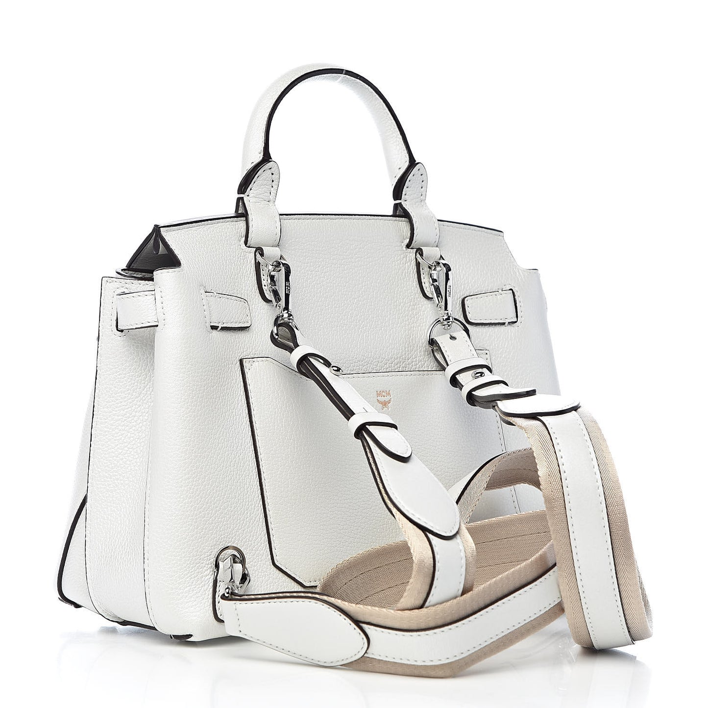 Grained Calfskin Medium Milla Convertible Backpack White Flake