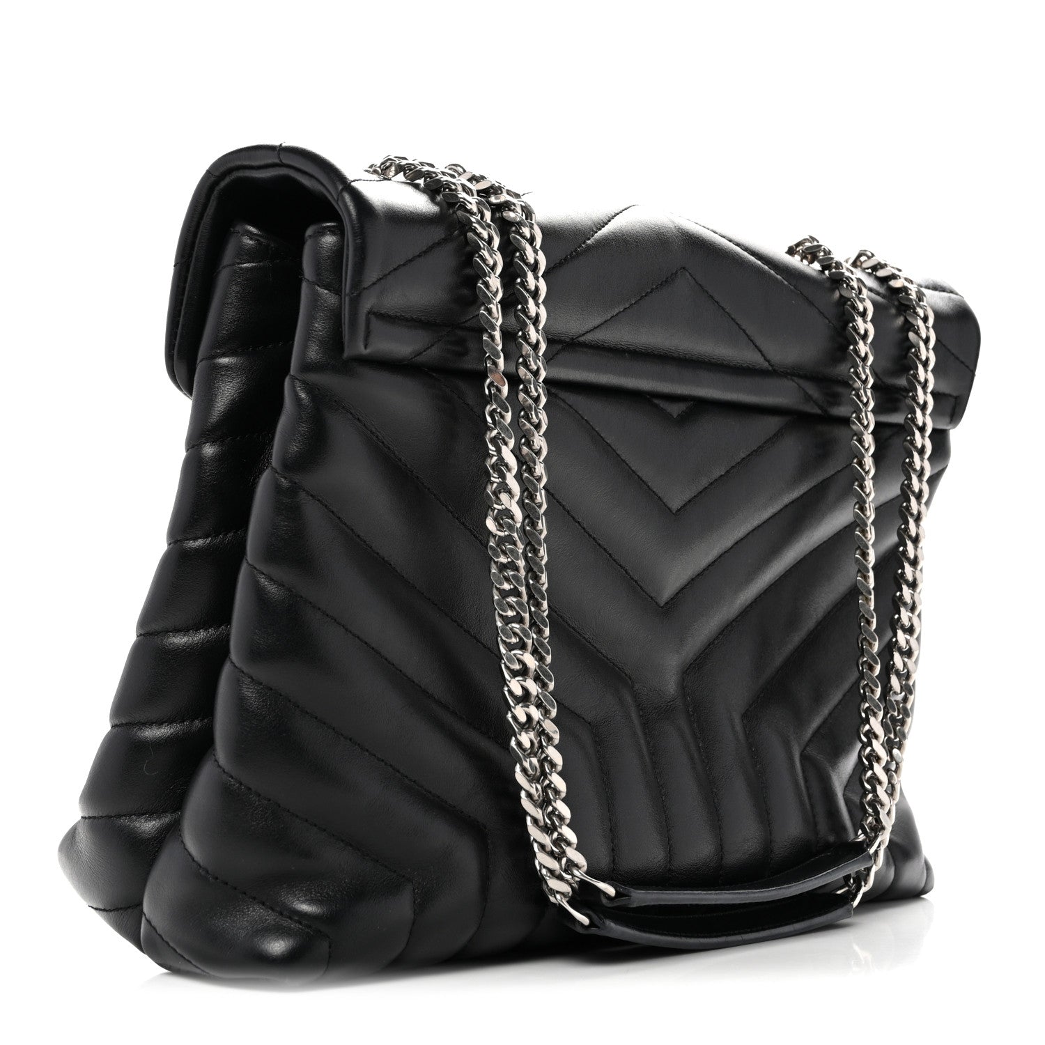 Saint Laurent Calfskin Y Quilted Monogram Medium Loulou Chain Satchel Black 3 of 14