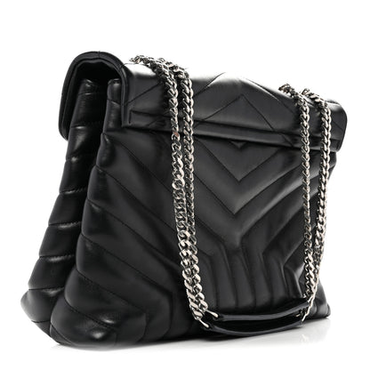 Saint Laurent Calfskin Y Quilted Monogram Medium Loulou Chain Satchel Black 3 of 14