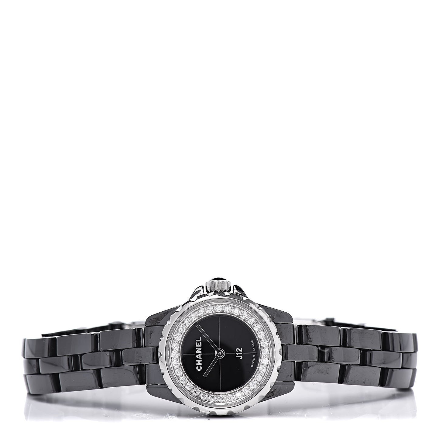 Stainless Steel Ceramic Diamond Bezel 19mm J12 Quartz Watch Black