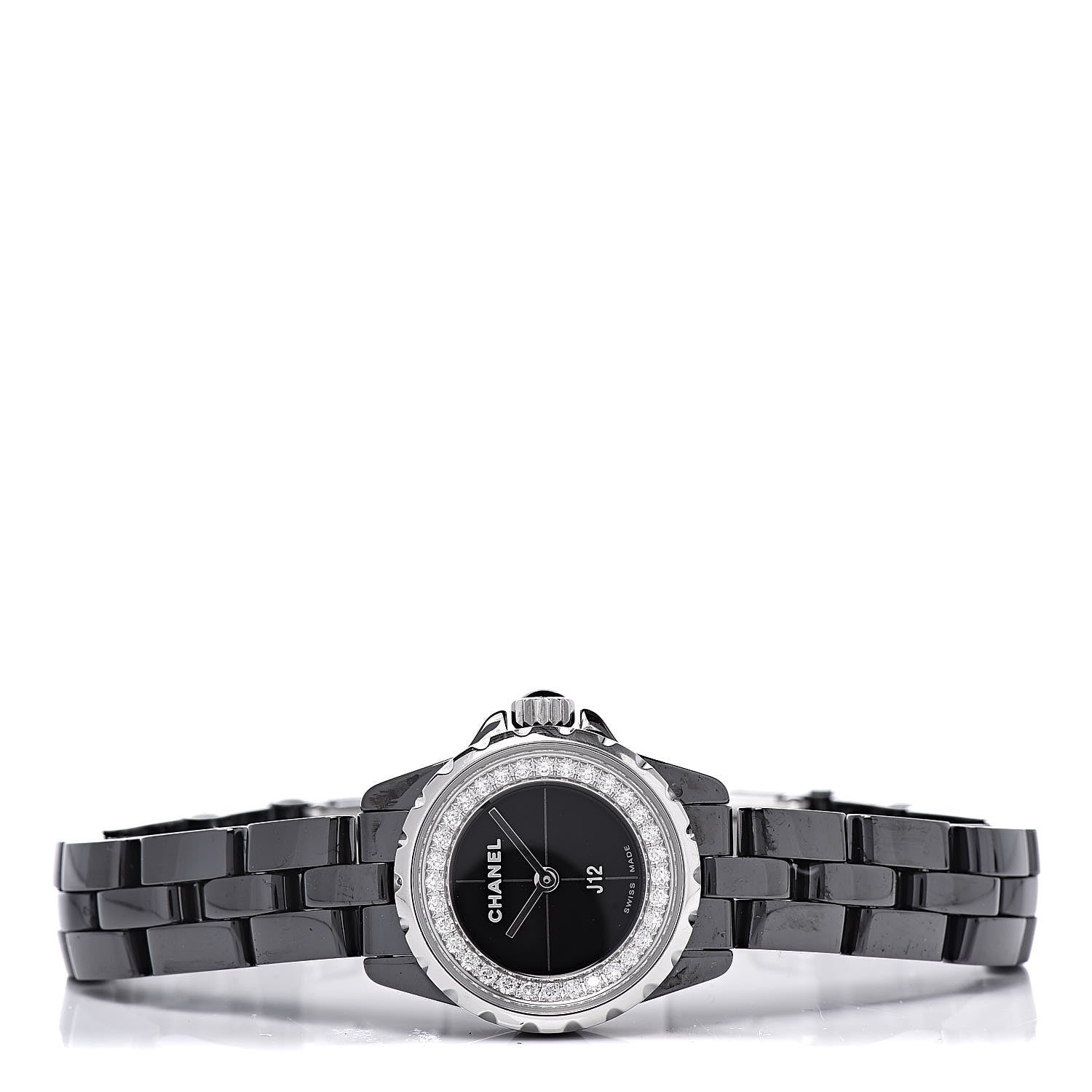 Chanel Stainless Steel Ceramic Diamond Bezel 19mm J12 Quartz Watch Black 3 of 8