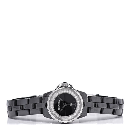 Chanel Stainless Steel Ceramic Diamond Bezel 19mm J12 Quartz Watch Black 3 of 8