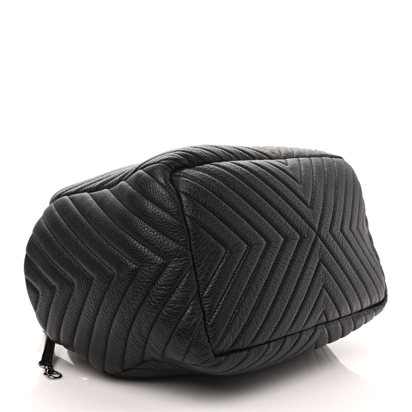 Deerskin Chevron Large CC Chain Bucket Drawstring Bag Black