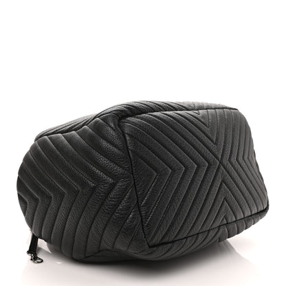 Chanel Deerskin Chevron Large CC Chain Bucket Drawstring Bag Black 4 of 8