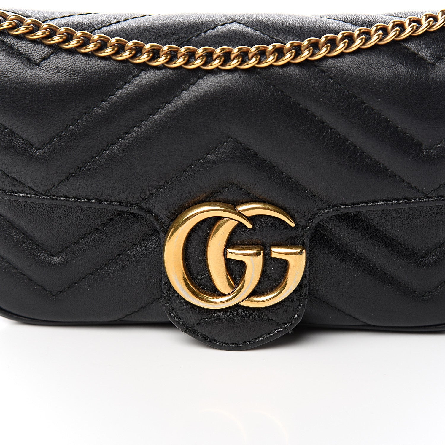 Gucci Calfskin Matelasse Super Mini GG Marmont Shoulder Bag Black 9 of 10