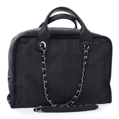 Chanel Denim Deauville Bowling Bag Dark Blue 3 of 10