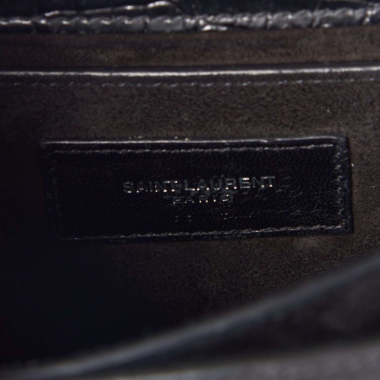 Saint Laurent Calfskin Crocodile Embossed Medium Monogram Sunset Black 9 of 9