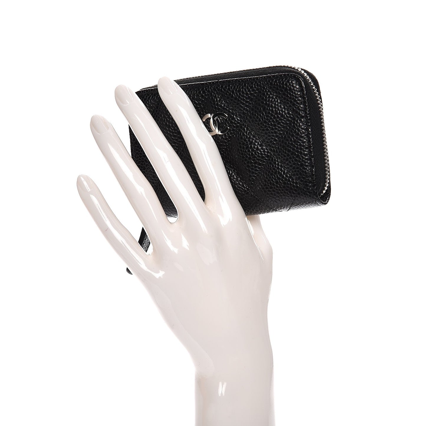 Caviar Quilted Zip Coin Purse Black