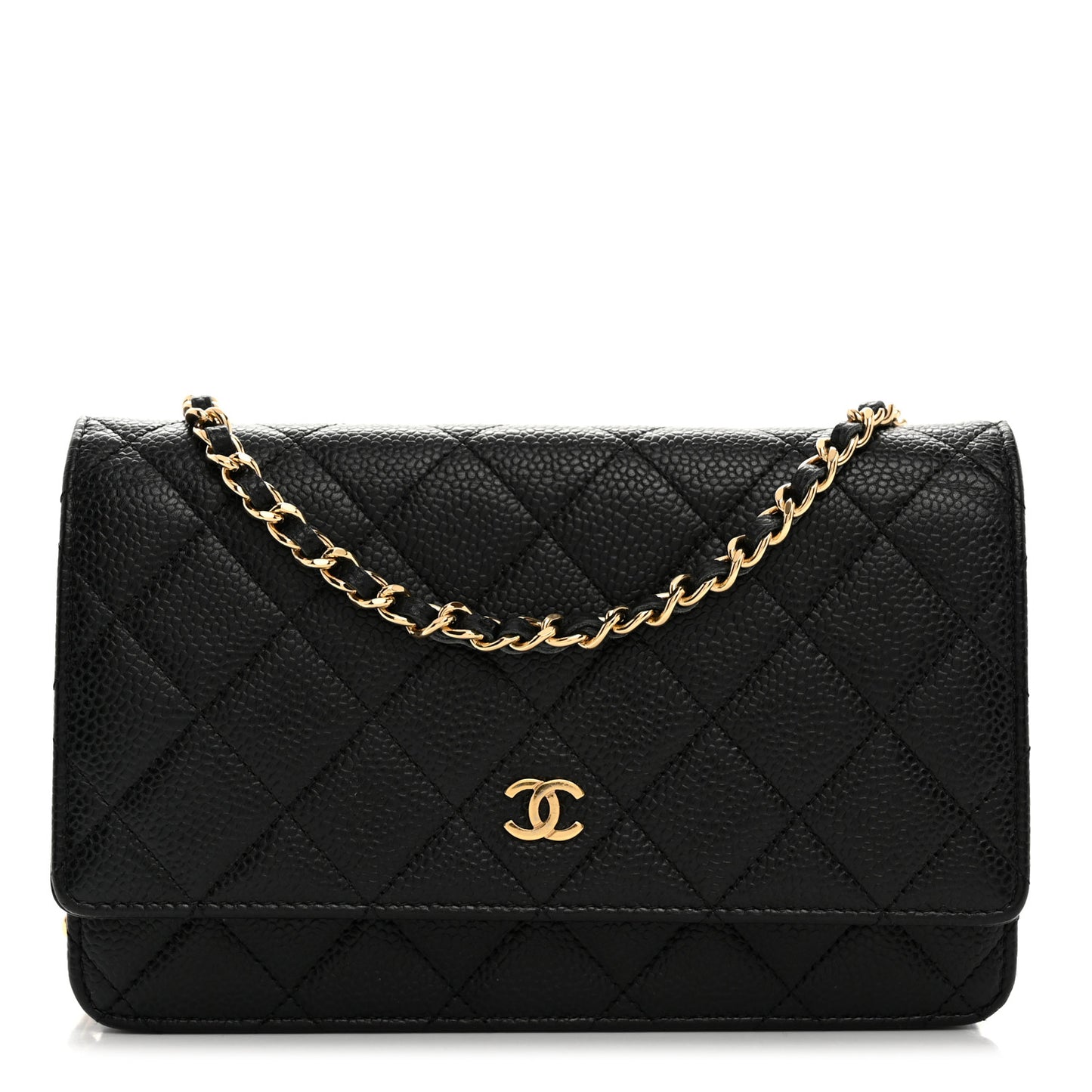 Caviar Quilted Wallet on Chain WOC Black