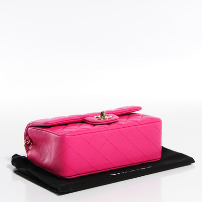 Chanel Lambskin Quilted Mini Rectangular Flap Dark Pink 4 of 9