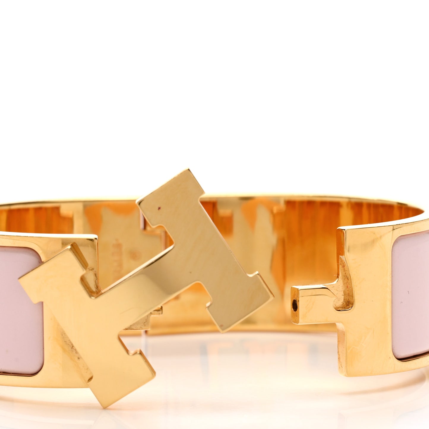 Enamel Wide Clic Clac H Bracelet PM Rose Poudre