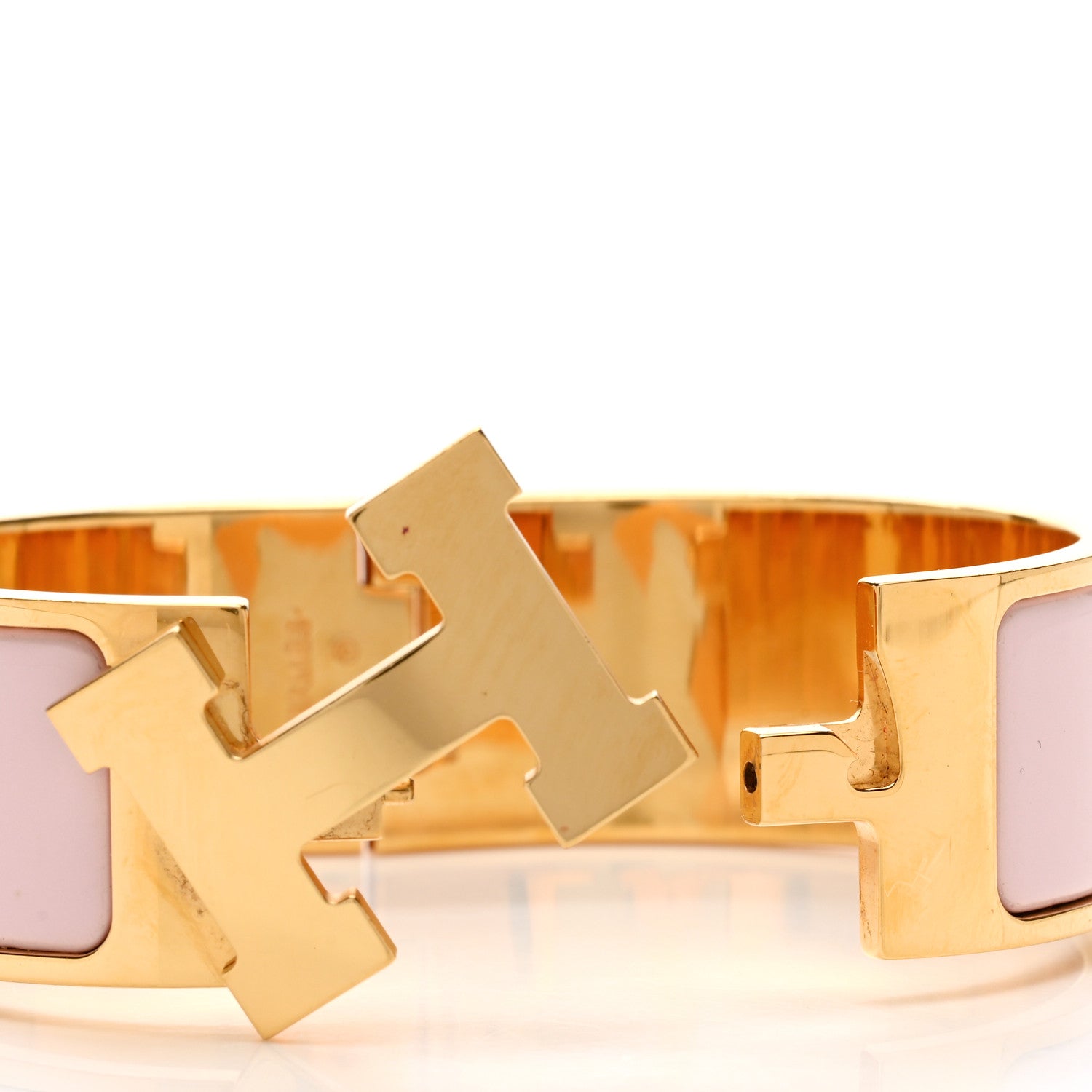 Hermes Enamel Wide Clic Clac H Bracelet PM Rose Poudre 5 of 5