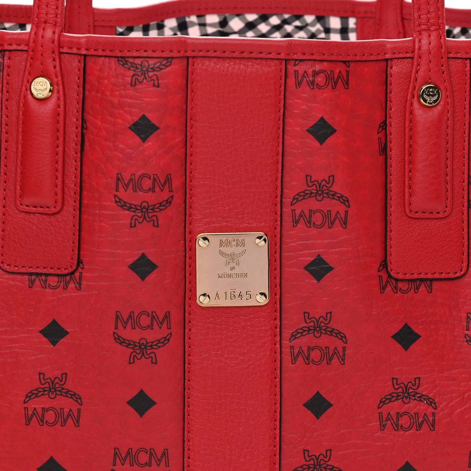 MCM Visetos Medium Liz Reversible Shopper Tote Ruby Red 10 of 16