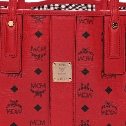 MCM Visetos Medium Liz Reversible Shopper Tote Ruby Red 10 of 16