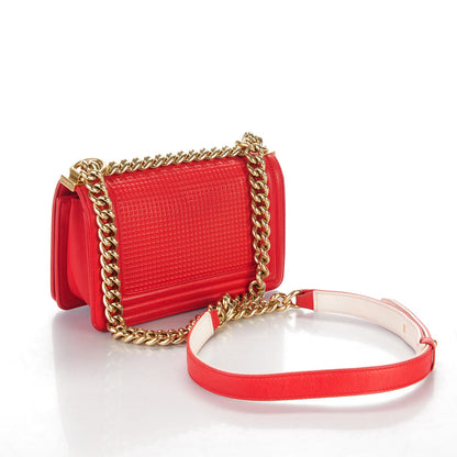 Chanel Lambskin Embossed Small Cube Boy Flap Red 3 of 10