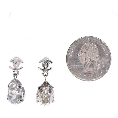 Chanel Crystal CC Drop Earrings Silver 2 of 4