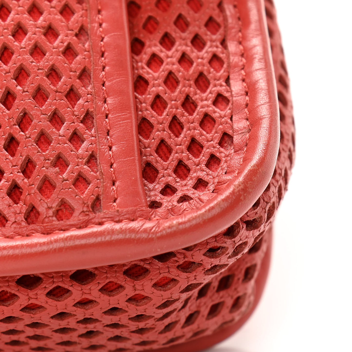 Perforated Calfskin Small Up In The Air Flap Red