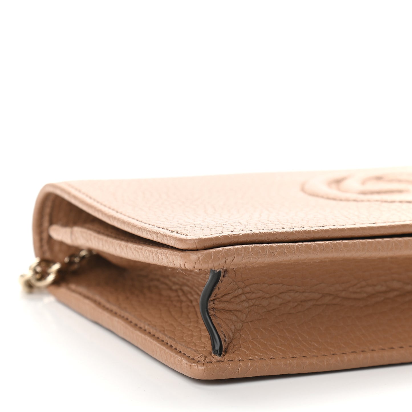 Pebbled Calfskin Soho Wallet on Chain Camelia