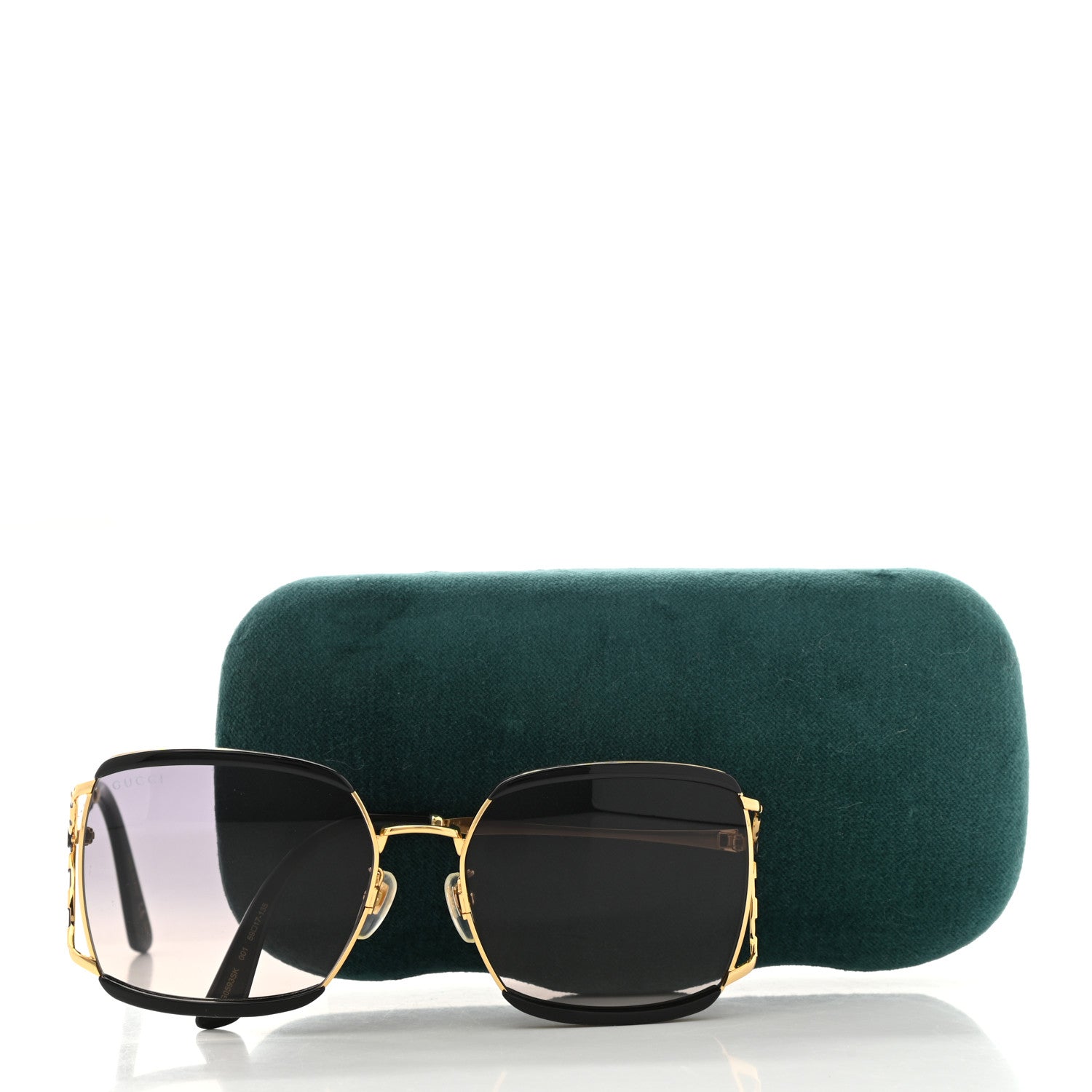 Gucci Metal Square Frame GG0593SK Sunglasses Gold Black 8 of 8