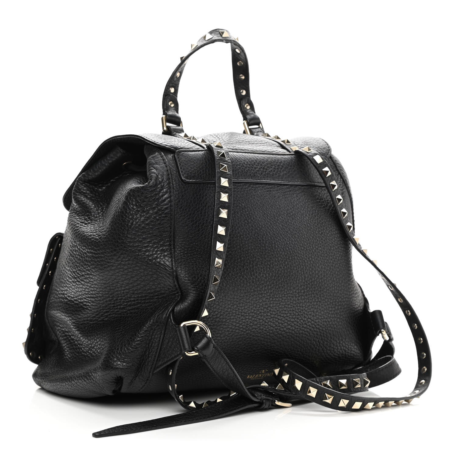 Valentino Garavani Pebbled Calfskin Rockstud Double Pocket Backpack Black 3 of 12