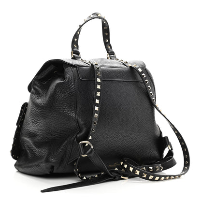 Valentino Garavani Pebbled Calfskin Rockstud Double Pocket Backpack Black 3 of 12
