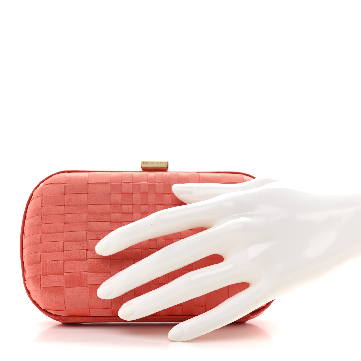 Bottega Veneta Satin Intrecciato Clutch Orange 2 of 9