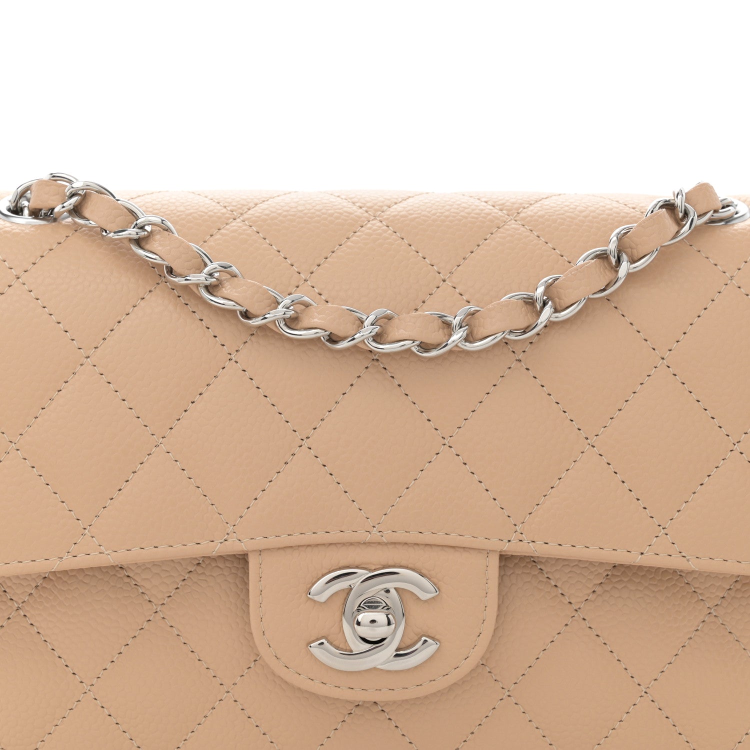 Chanel Caviar Quilted Small Double Flap Beige 8 of 10