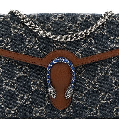Gucci New Denim GG Monogram Dollar Calfskin Enamel Mini Dionysus Chain Wallet Blue Tea Cuir Epilog Electric Blue 10 of 12