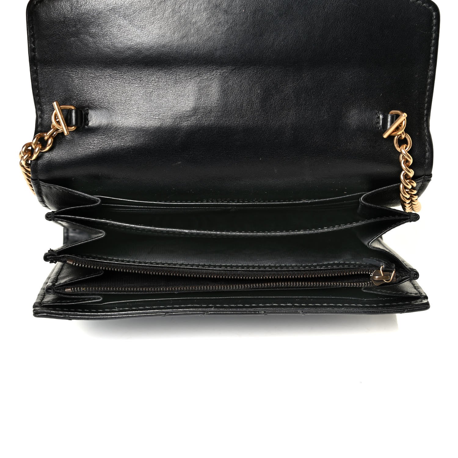 Gucci Calfskin Matelasse GG Marmont Chain Wallet Black 4 of 7