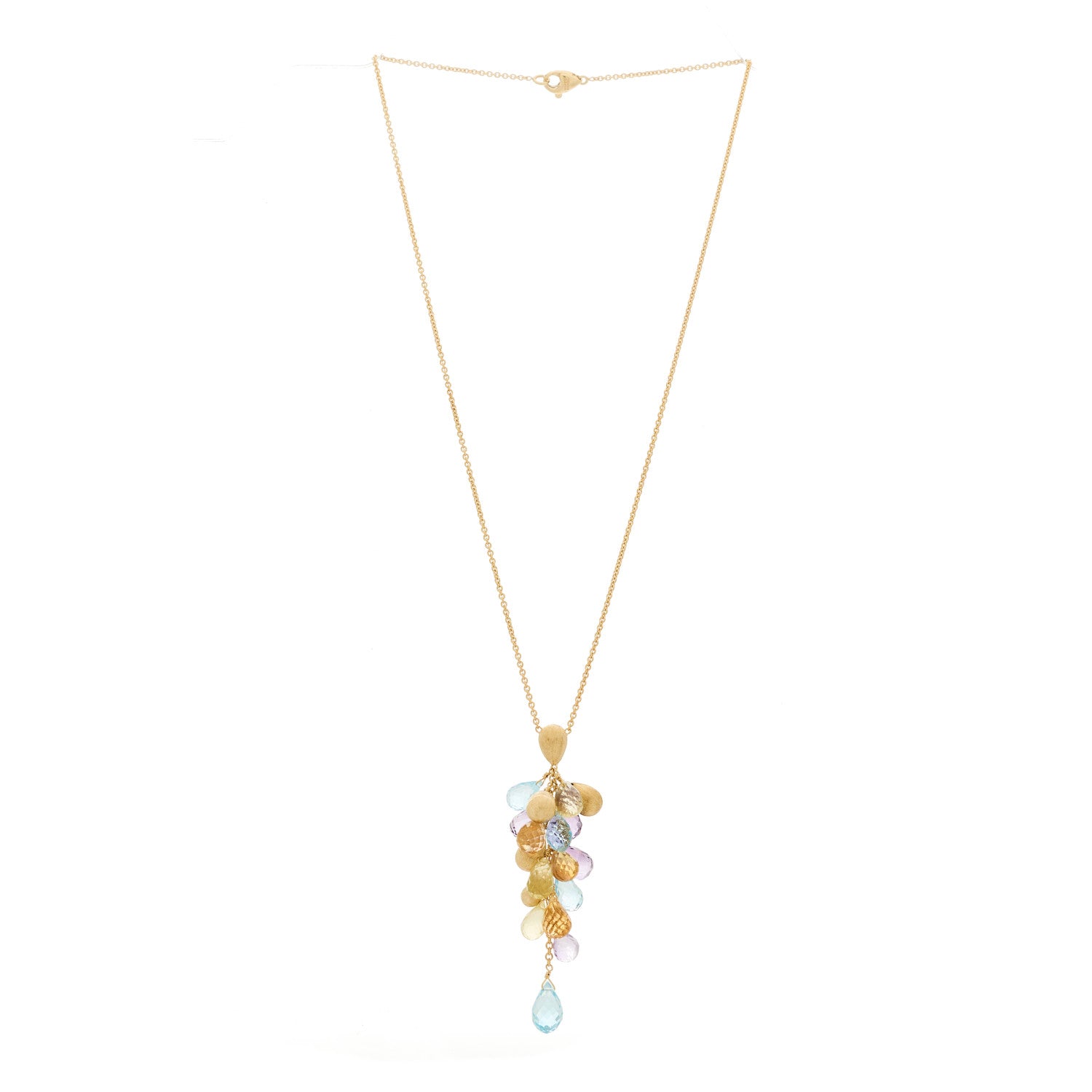 Marco Bicego 18K Yellow Gold Multi Gemstone Paradise Drop Pendant Necklace 2 of 5
