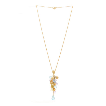 Marco Bicego 18K Yellow Gold Multi Gemstone Paradise Drop Pendant Necklace 2 of 5