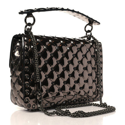 Valentino Garavani Metallic Patent Medium Rockstud Spike Shoulder Bag Rutenio 3 of 8