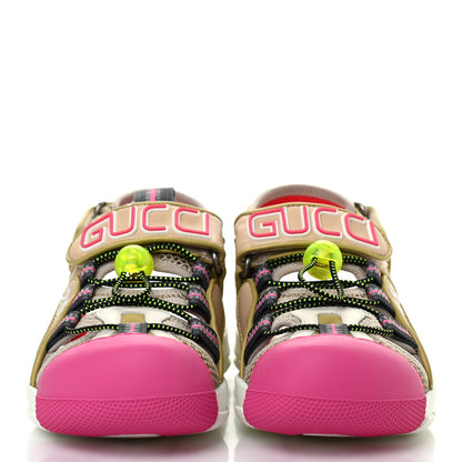 Gucci Mesh Fabric Tinsel Sport Sandals 35.5 Loess Sand Box Pink 2 of 5