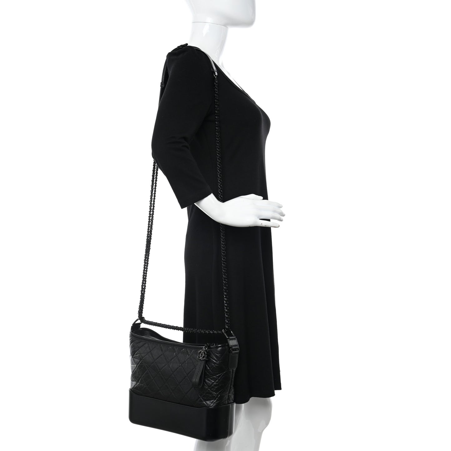 Aged Calfskin Quilted Medium Gabrielle Hobo So Black