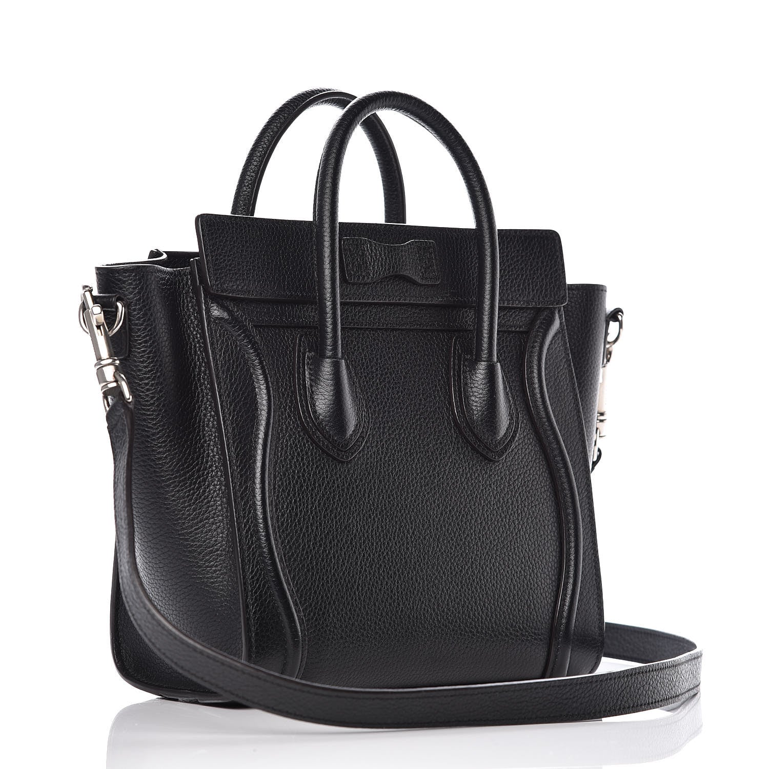 Celine Drummed Calfskin Nano Luggage Black 3 of 9