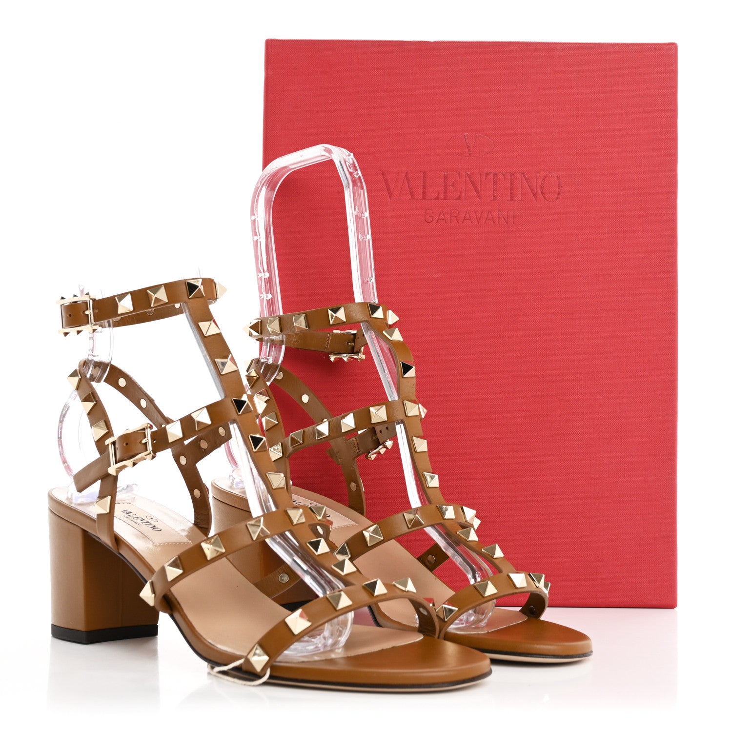 Valentino Garavani Calfskin Rockstud 60mm City Sandals 38.5 Bright Cognac 9 of 9