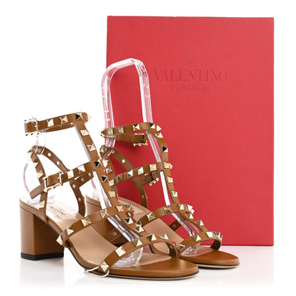 Valentino Garavani Calfskin Rockstud 60mm City Sandals 38.5 Bright Cognac 9 of 9