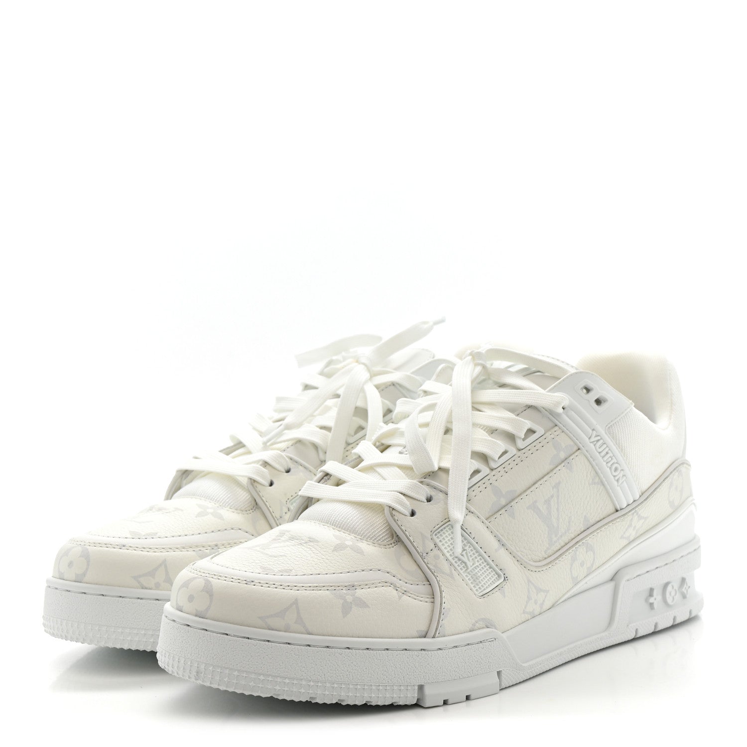 Louis Vuitton Calfskin Monogram Mens LV Trainer Sneakers 10 White 4 of 10