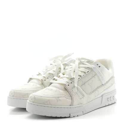 Louis Vuitton Calfskin Monogram Mens LV Trainer Sneakers 10 White 4 of 10