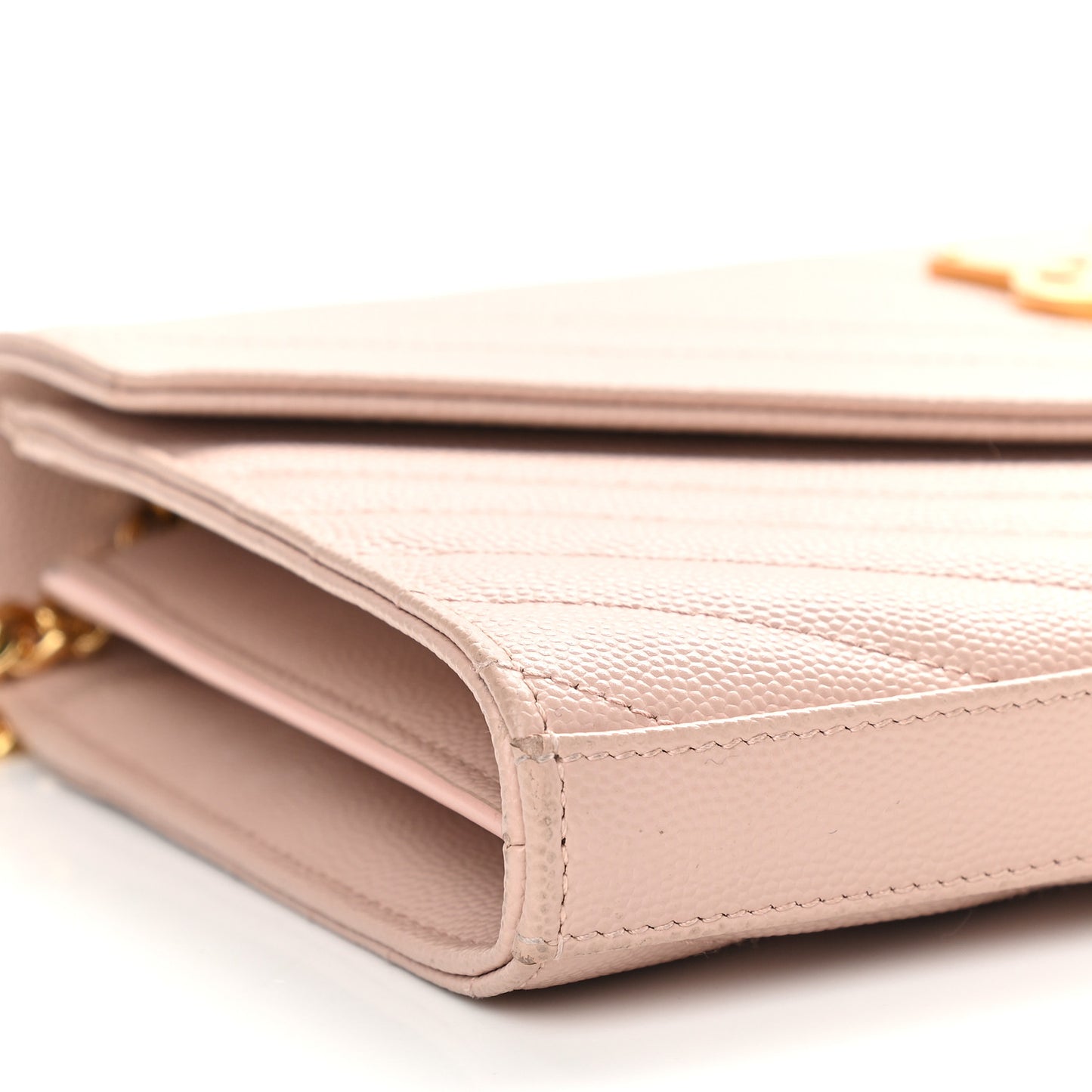 Grain De Poudre Matelasse Chevron Monogram Chain Wallet Pale Pink