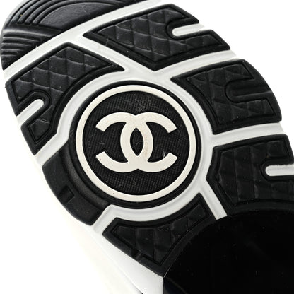 Chanel Mesh Suede Calfskin Grained Calfskin Womens CC Sneakers 38 White Black 8 of 12