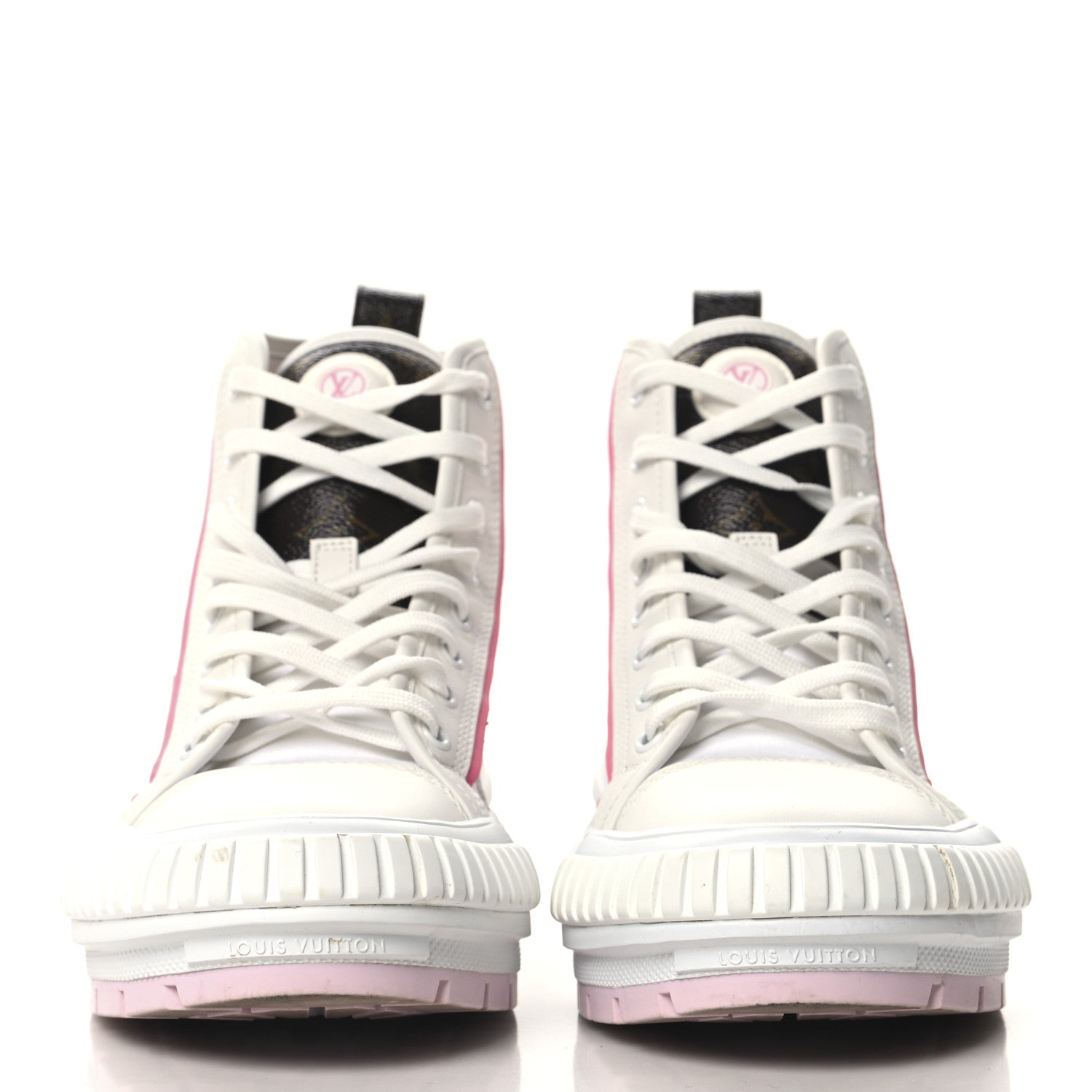 Louis Vuitton Canvas Monogram LV Squad Sneaker Boots 39 White Pink 3 of 8