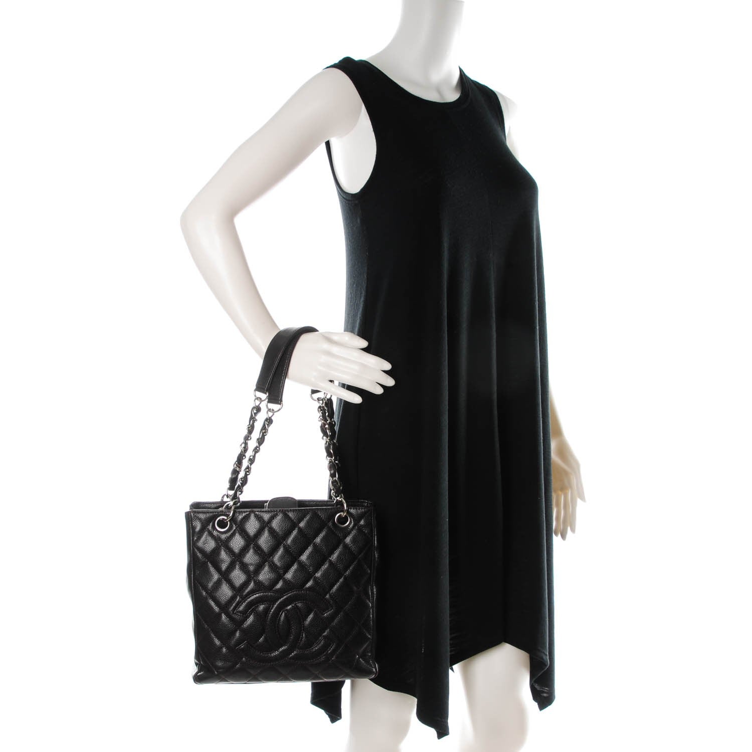 Chanel Caviar Petit Shopping Tote PST Dark Brown 2 of 7