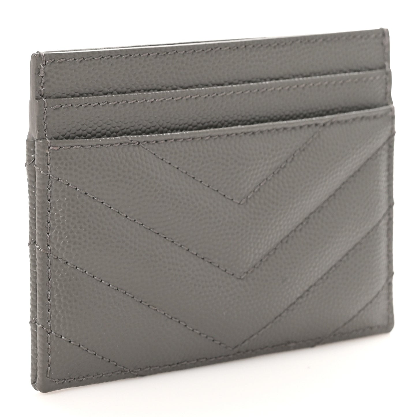 Grain De Poudre Matelasse Chevron Monogram Credit Card Case Earth