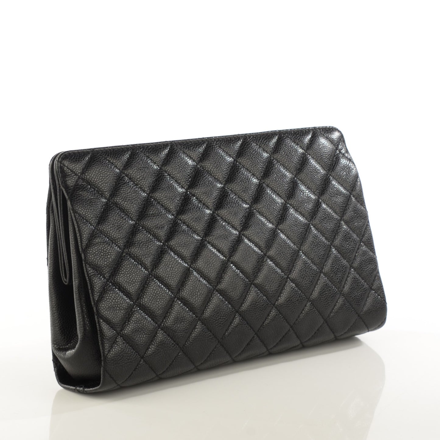 Caviar Quilted CC Large Clutch Black