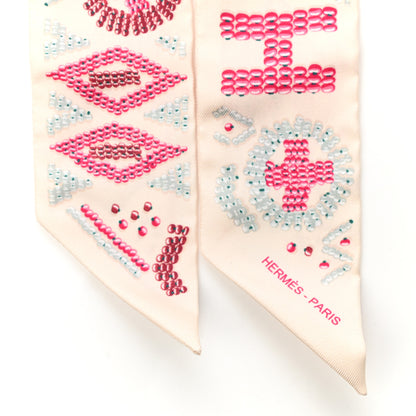 Hermes Silk Kelly En Perles Twilly Creme Framboise 2 of 3