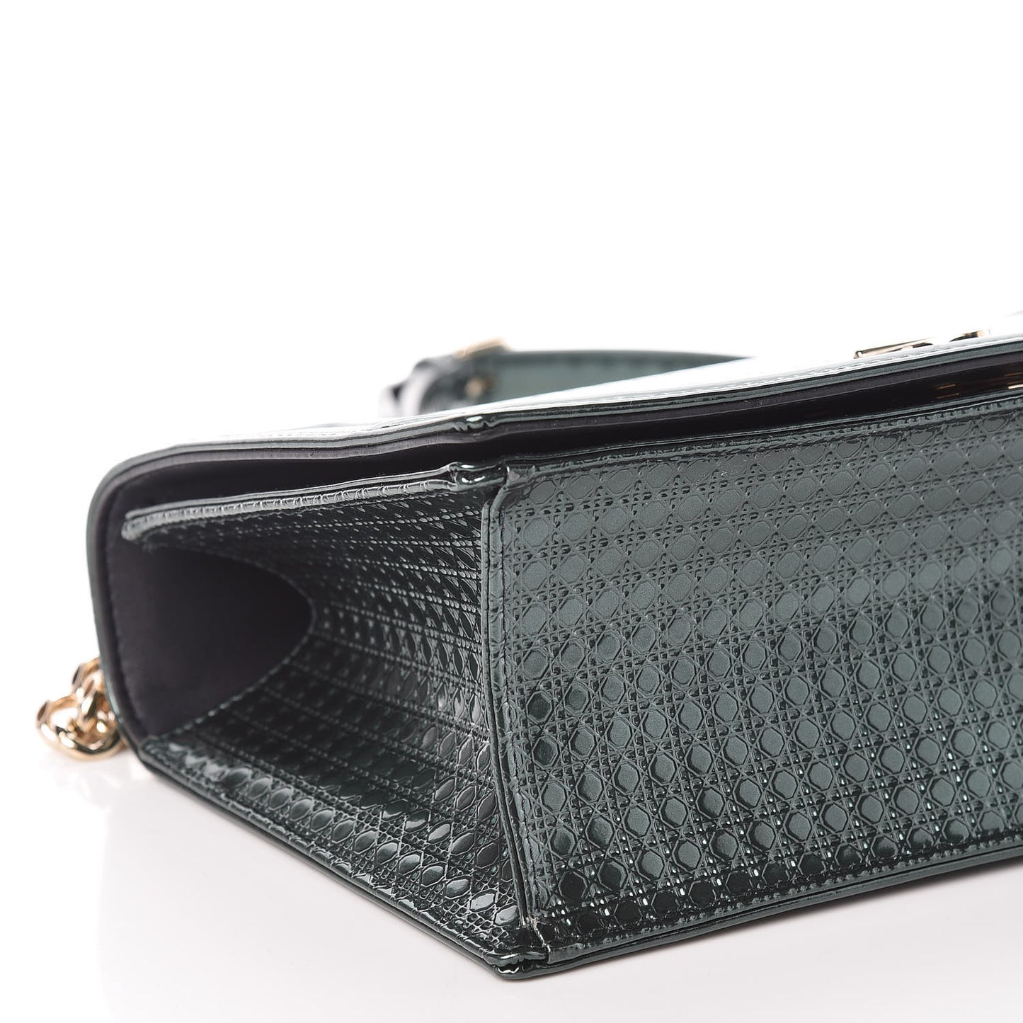 Metallic Patent Micro-Cannage Medium Diorama Flap Bag Malachite Green