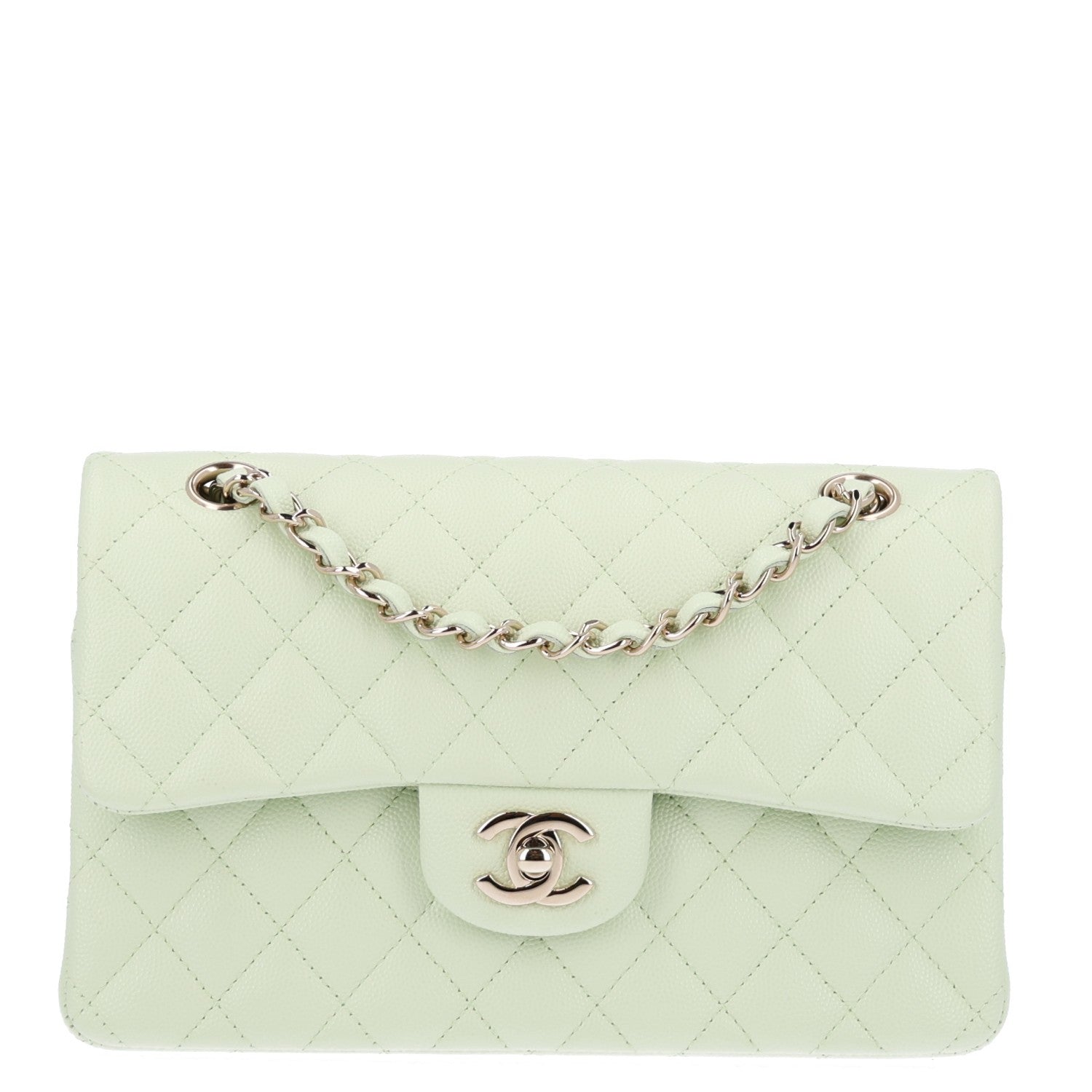 Chanel Caviar Quilted Small Double Flap Light Green 1 of 11